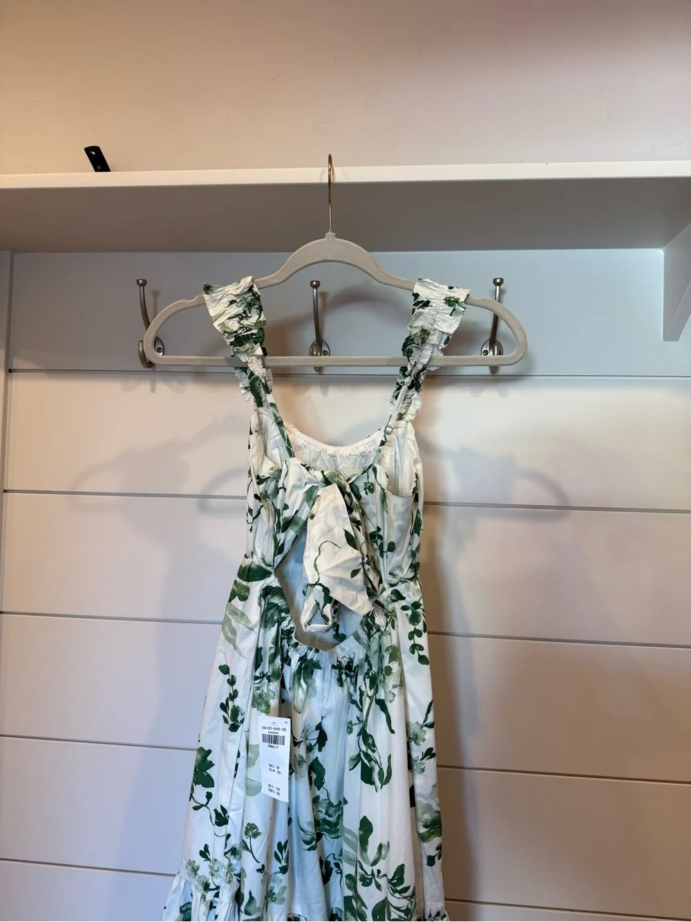 NWT Abercrombie & Fitch White Maxi Dress with Green Floral Print - Picture 6 of 11